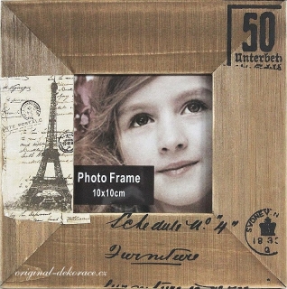 Rámeček na fotky, dřevěný, hnědý s Eiffelovkou