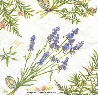 Ubrousek s levandulí - letní květy - decoupage